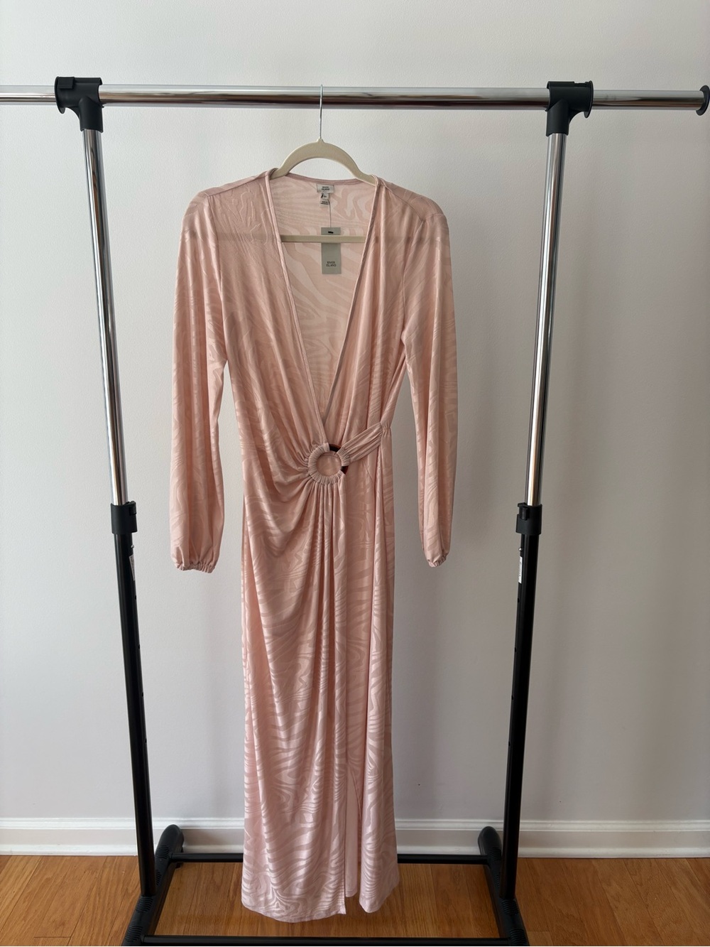 River Island Blush Pink Zebra Wrap Maxi Dress